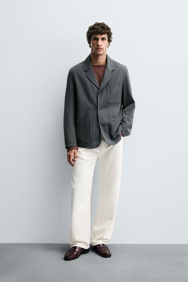 RELAXED FIT TEXTURED BLAZER - Anthracite grey by Zara