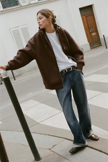 HOODIE WITH DRAWSTRINGS - Brown by Zara