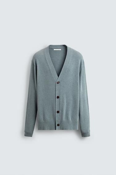 COTTON - CASHMERE CARDIGAN - Light blue by Zara
