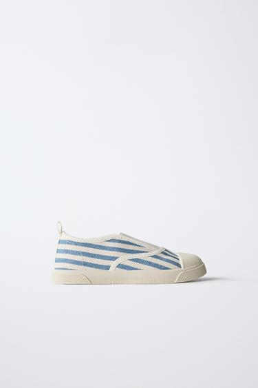 STRIPED COTTON PLIMSOLLS - Blue by Zara