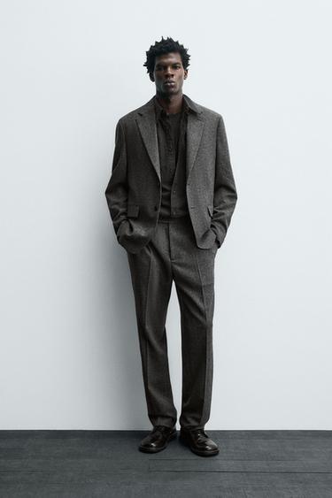 WOOL BLEND TEXTURED SUIT - Vanilla by Zara