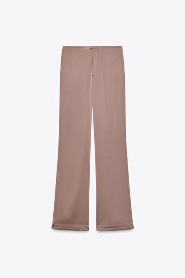 SATIN FLARE TROUSERS - Light pink by Zara