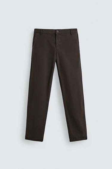 SKINNY FIT CHINO TROUSERS - Brown by Zara