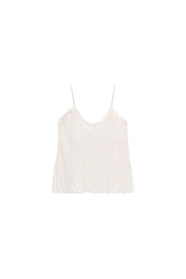 CRINKLE-EFFECT CAMISOLE TOP - Ecru by Zara