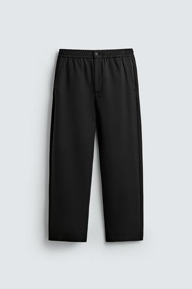 REGULAR FIT JOGGER WAIST TROUSERS - Black by Zara