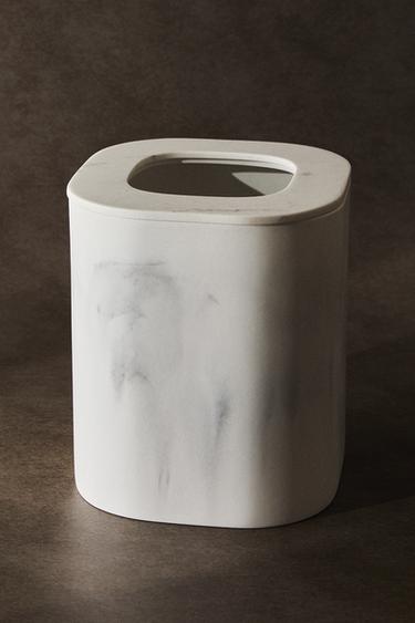 MARBLE-EFFECT BATHROOM BIN - Grey by Zara
