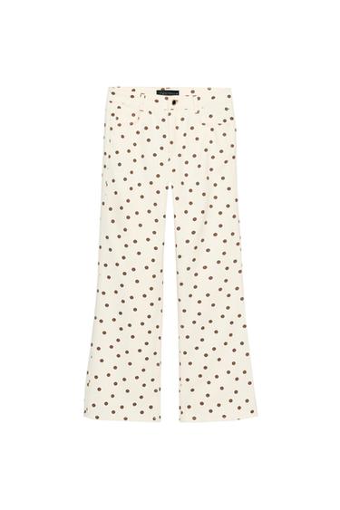 Z1975 MID-WAIST MINI FLARE JEANS WITH DOTS - Oyster-white by Zara