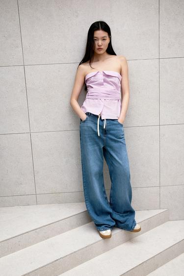ZW COLLECTION RELAXED FIT MID-RISE JEANS - Blue by Zara