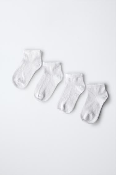 4-PACK OF PLAIN ANKLE SOCKS - White by Zara