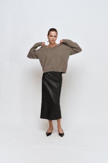 ZW COLLECTION LIMITED EDITION 100% LEATHER SKIRT - Black by Zara