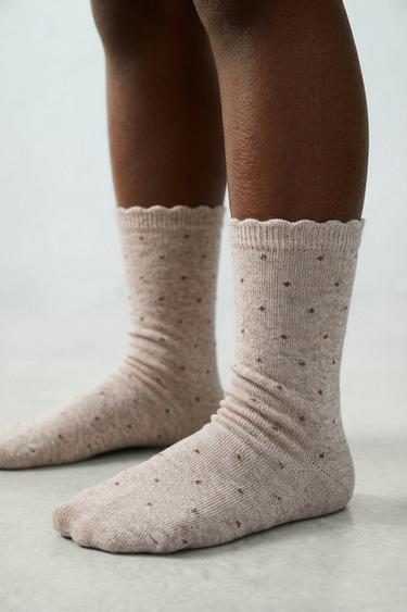 5-PACK OF LONG POLKA DOT AND STRIPED SOCKS - camel by Zara