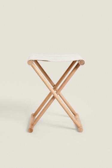 LINEN ASH FOLDING STOOL - Light beige by Zara - Image 0