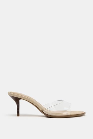 VINYL HEELED SANDALS - Light beige by Zara