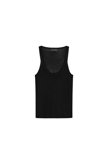 SLEEVELESS FINE-KNIT TOP - Black by Zara