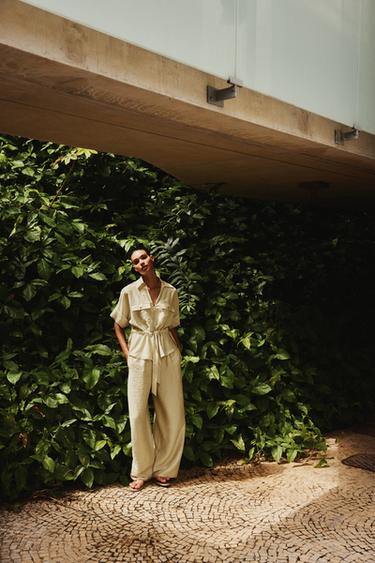 WIDE-LEG TROUSERS WITH ELASTIC WAIST - camel by Zara