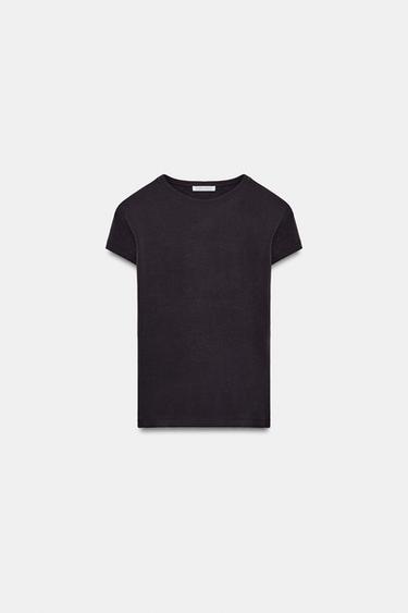 SHORT SLEEVE SLIM FIT T-SHIRT - Brown by Zara