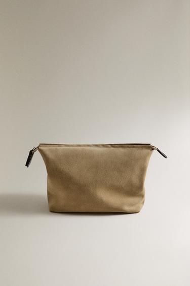 SUEDE TRAVEL WASH BAG - Green by Zara