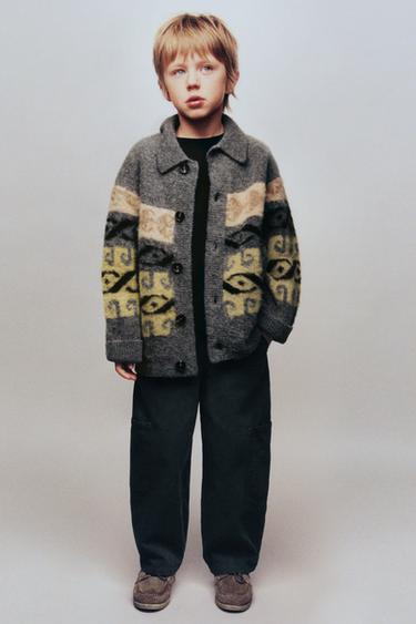 LIMITED EDITION ALPACA AND WOOL JACQUARD JACKET - Mid-grey by Zara