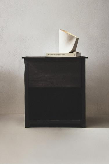 OAK BEDSIDE TABLE - Black by Zara