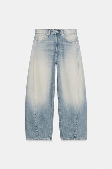 TRF BAGGY BARREL MID-WAIST JEANS - Light blue by Zara