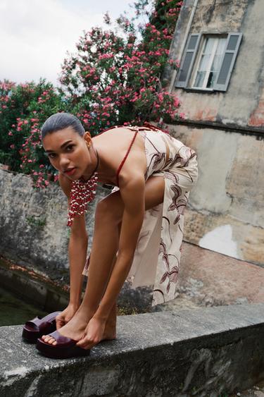 CUT OUT EMBROIDERED MIDI DRESS - Multicoloured by Zara - Image 0