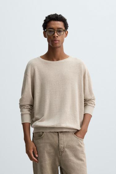 LIGHTWEIGHT LINEN SWEATER - Beige marl by Zara