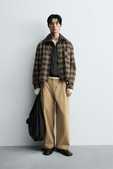 WIDE-LEG CHINO TROUSERS - camel by Zara