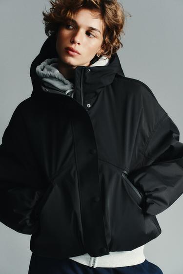 WATER-REPELLENT WINDPROOF HOODED JACKET - Black by Zara