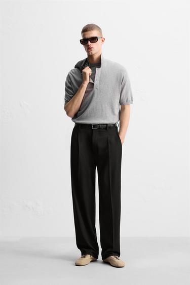 LIMITED EDITION COTTON BLEND KNIT POLO SHIRT - Grey marl by Zara - Image 0