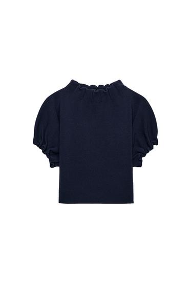 GATHERED KNIT TOP - Navy blue by Zara
