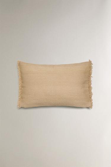 KILIM CUSHION COVER WITH FRINGE - Light beige by Zara - Image 0
