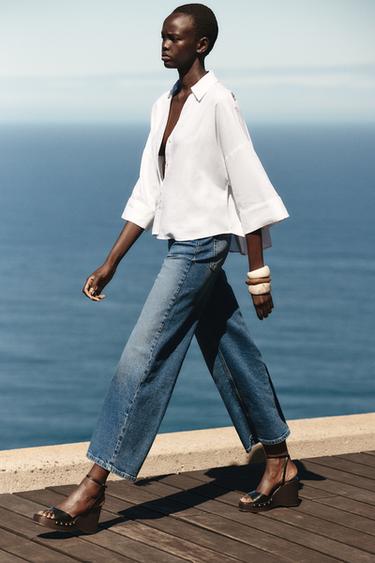 WIDE-SLEEVE LINEN BLEND SHIRT - White by Zara