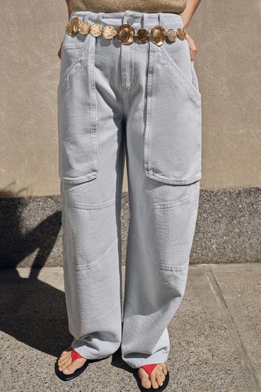 ZW COLLECTION CARGO TROUSERS - Light blue by Zara