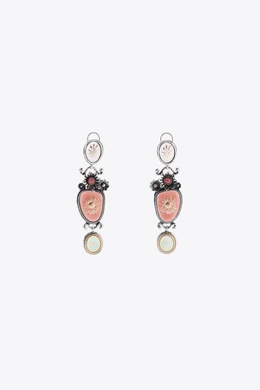 FLOWER STONE EARRINGS - Pink by Zara