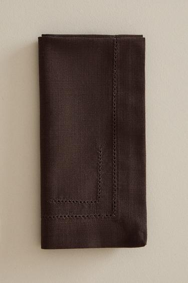 PACK OF HEMSTITCHED COTTON NAPKINS (PACK OF 2) - Brown by Zara