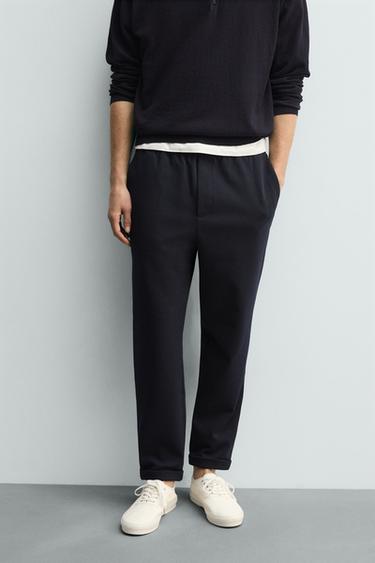 EASY CARE JOGGER WAIST TROUSERS - Navy marl by Zara
