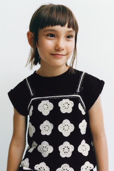 FLORAL KNIT TOP - Black by Zara