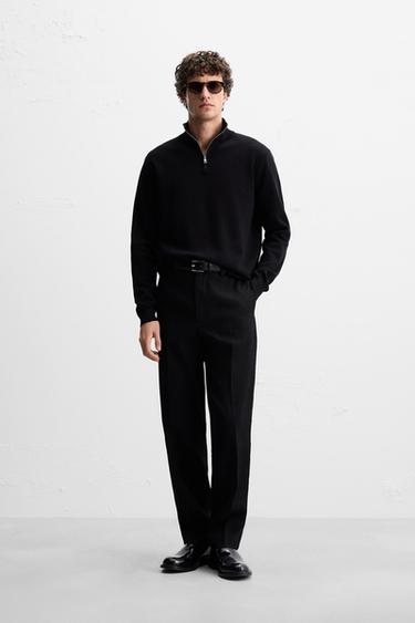 COTTON QUARTER-ZIP SWEATER - Black by Zara - Image 0