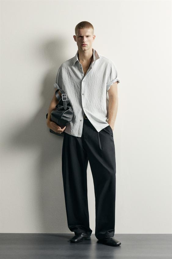 TEXTURED RELAXED FIT FLOWING SHIRT - White / Grey by Zara - Image 0