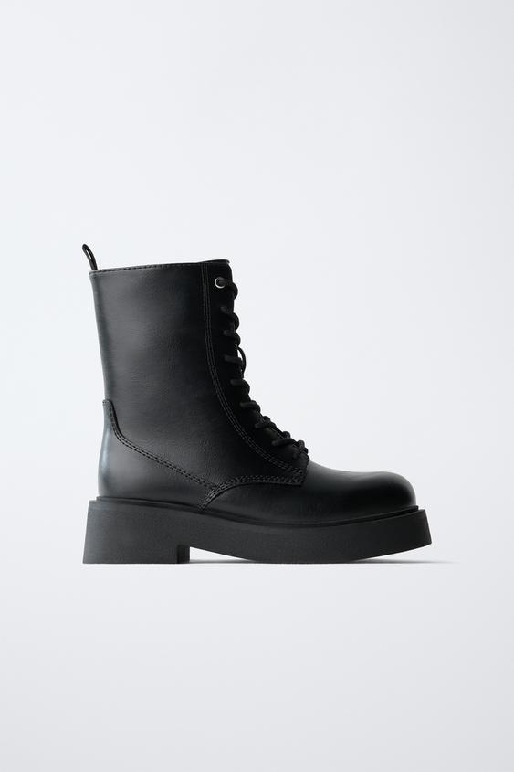 LACE-UP BOOTS - Black by Zara - Image 0