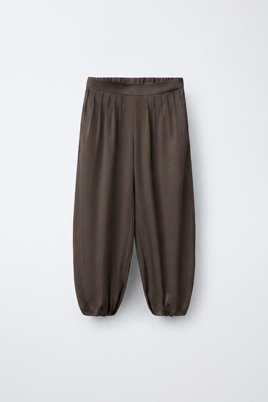 SAROUEL TROUSERS WITH PLEATS - Brown by Zara