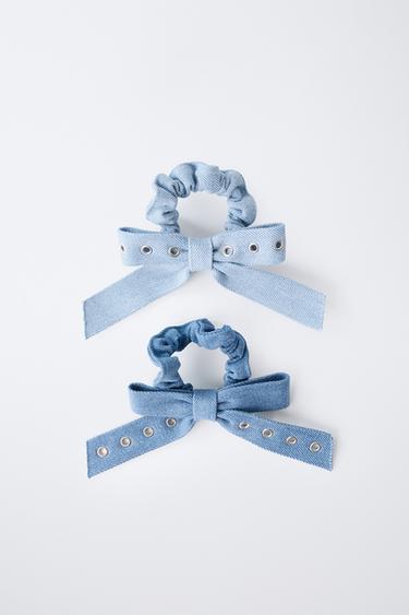 2-PACK OF DENIM BOW SCRUNCHIES - Blue by Zara