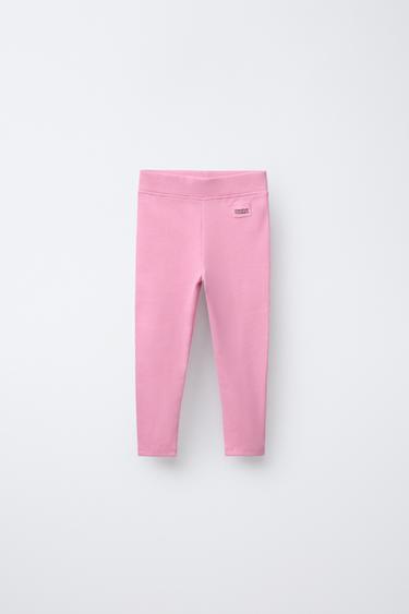 RIBBED LEGGINGS WITH LABEL - Pink by Zara