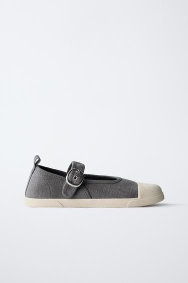 COTTON SPORTY BALLET PUMPS - Grey by Zara