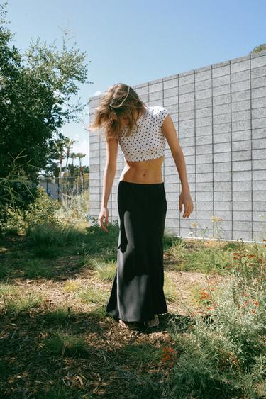 SATIN MIDI SKIRT - Black by Zara
