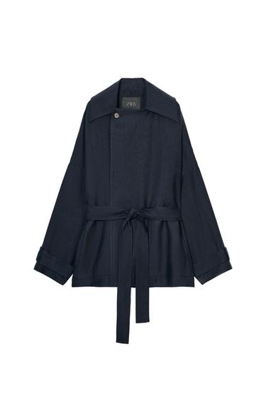 ZW COLLECTION SHORT FLOWING TRENCH COAT - Navy blue by Zara