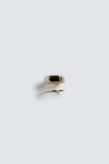 PACK OF TWO COMBINED METAL RINGS - Gold by Zara