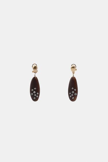 WOOD-EFFECT GLITTER EARRINGS - Golden by Zara