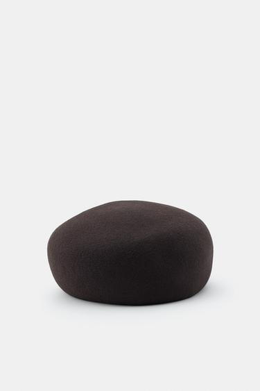 100% WOOL SKULLCAP - Brown by Zara