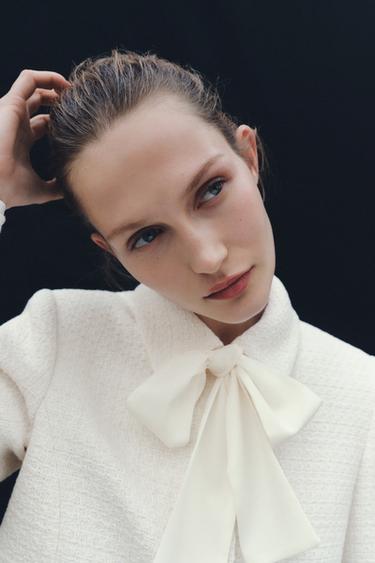 TEXTURED BOW BLAZER - Ecru by Zara